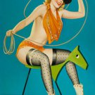ROPING THE HORSE FLIRT MAGAZINE COVER 1952 woman boots lasso sexy 20x30