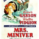 MRS. MINIVER movie poster 1942 WAR DRAMA greer garson WALTER PIDGEON 20x30