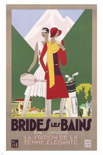BRIDES LES BAINS vintage ad poster TENNIS GOLF SPORTS prized new 20x30