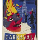 carnaval brussel VINTAGE AD POSTER grand cortege CLASSIC CLOWN 20x30 rare