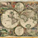 1689 WORLD MAP POSTER circles painted scene surrounding 20x30-RY2