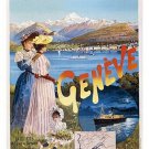 GENEVA vintage train travel poster CHEMINS DE FER P.L.M. beautiful 20x30 RARE GENEVA vintage train travel poster CHEMINS DE FER P.L.M. beautiful 20x30 RARE