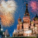ST. BASIL'S CATHEDRAL RUSSIA poster onion domes towers FIREWORKS 20x30