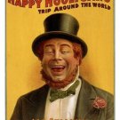trip around the world HAPPY HOOLIGAN'S vintage poster TOP HAT unique 20x30