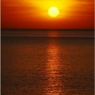 BEAUTIFUL SETTING SUN photo poster AMBER LIGHT rippling water OCEAN 20x30