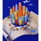 historic renowned FRENCH AIRLINE - PARIS to NEW YORK vintage ad poster 20x30