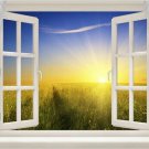 window into SUNRISE IN THE FIELD poster BEAUTIFUL LIGHT, BLUE SKY 20x30 gem