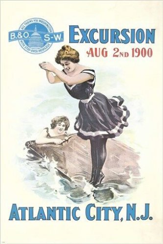 EXCURSION ATLANTIC CITY, NJ vintage travel poster 1900 COLLECTORS 20x30 rare