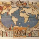 map showing HISTORY & DISTRIBUTION of BLACK DEATH worldwide UNIQUE 20x30