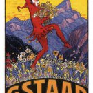 SWITZERLAND CLIMATIC HEALTH RESORT vintage 1924 poster 20x30 DANCING JESTER SWITZERLAND CLIMATIC HEALTH RESORT vintage 1924 poster 20x30 DANCING JESTER
