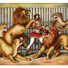 LION TAMER fine arts poster 1873 20x30 CIRCUS PERFORMER caged animals RARE