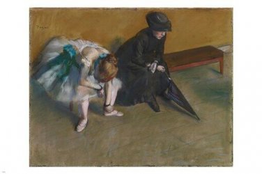EDGAR DEGAS waiting FINE ART poster 20x30 BALLET DANCER woman in black hat