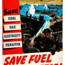 FUEL ECONOMY save fuel for battle POSTER Clive Uptton 20x30 PATRIOTIC rare