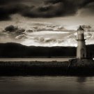 DRAMATIC LIGHT HOUSE poster STORM clouds STRIKING SURREAL b/w photo 20x30 - YY1