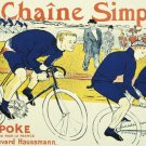 VINTAGE FRENCH LA CHAINE SIMPSON BICYCLING POSTER colorful fun sporty 20x30