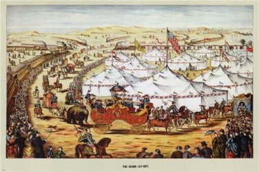 vintage CIRCUS robert GIBSON poster UNITED STATES 1874 panoramic view 20x30