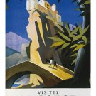 VINTAGE FRENCH TRAIN TRAVEL POSTER la corse FOOT BRIDGE buildings 20x30 bold