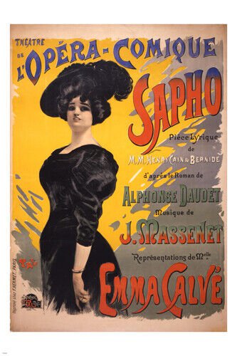 performing arts poster COMIC OPERA EMMA CALVE by jean de paleologue 20x30