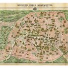 19th century PARIS MONUMENTAL TOURIST MAP poster rare COLLECTABLE 20x30  -PW9