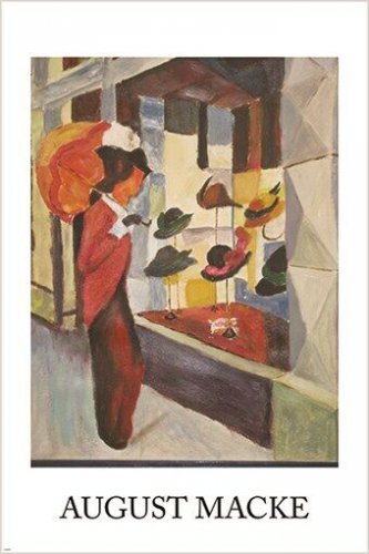 august macke VINTAGE ART POSTER cubist print SHOPPING FOR A HAT 20x30 rare