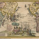 1707 MAP OF PACIFIC CAVENDISH poster with sketch of explorers RARE 20x30-PW0