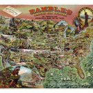 1890 VINTAGE geographical game for youth EDUCATIONAL POSTER 20x30 collectors