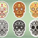 MEXICAN SUGAR SKULL SET vintage art poster DIA DE LOS MUERTOS ornate 20x30