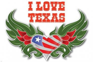 I LOVE TEXAS classic vector poster PATRIOTIC HEART wings COLORFUL 20x30 new
