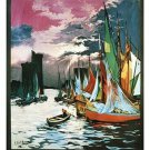 vintage train travel poster LA ROCHELLE FRANCE boats water EXCEPTIONAL 20x30