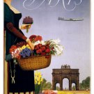 Paris Vintage Travel Poster WOMAN BASKET OF FLOWERS 20x30 Unique Prized