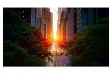 manhattan SUNSET poster 20x30 SHINING thru buildings BEAUTIFUL IMAGE rare