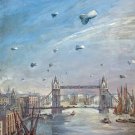 TOWER BRIDGE ARTIST EVE KIRK art poster painting BLUE HUES unique 20x30 HOT TOWER BRIDGE ARTIST EVE KIRK art poster painting BLUE HUES unique 20x30 HOT