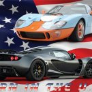 HENESSEY & SHELBY racing cars poster BORN IN THE USA sporty refined 20x30