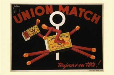 Union Match VINTAGE AD POSTER Francis Delamare BELGIUM 1926 20x30 Sporty