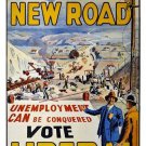 1929 british ad poster touting LIBERAL PROGRESSIVE IDEAS the new road 20x30