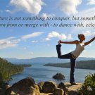YOGA WOMAN POSE on mountain INSPIRATIONAL poster PUFFY CLOUDS quote 20x30