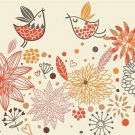 intricate colorful design poster FLORAL BIRDS whimsical KID FRIENDLY 20x30