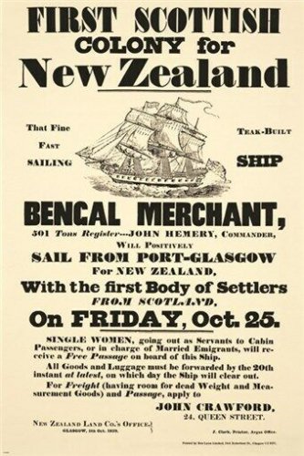 historic VINTAGE AD poster FIRST SCOTTISH colony for NEW ZEALAND 20x30 new