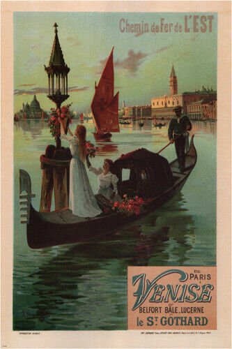 vintage ad poster EASTERN RAILROAD LINE F. Hugo d'Al&Atilde;&copy;si FRANCE 1890 20x30