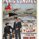 train from PARIS - LONDON vintage travel poster OCEAN SHIPS prized 20x30 HOT