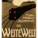DIE WEITE WELT vintage ad poster EDMUND EDEL GERMANY 1900 20x30 classic art