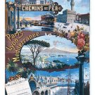 french railways VINTAGE MEDITERRANEAN TRAIN TRAVEL paris lyons 20x30 NEW
