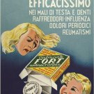 vintage ad poster CALMANTE FORT painkiller ITALY 1950 collectors 20x30 RARE