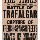 the times TRAFALGAR BATTLE NEWS vintage poster UK 1805 20x30 historic VALUE