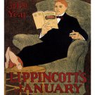 vintage mag poster LIPPINCOTT'S JANUARY by joseph j. GOULD JR. US 1896 RARE