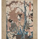 JAPANESE FINE ART print poster 20x30 gold framed VELVETEEN KIMONA WOMEN
