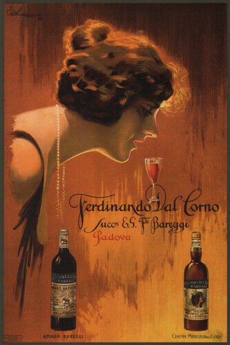 FERDINANDO DAL CORNO vintage ad poster ETTORE MAZZINI Italy 1921 20x30 hot