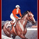 GALOP D'ESSAI ART DECO poster horse and RIDER Francisque Rebour 20x30