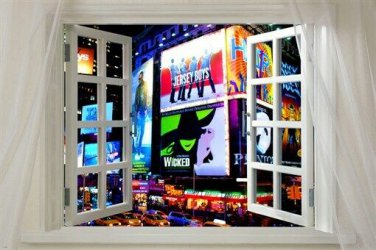 WINDOW onto TIME square SCENIC poster 20x30 BRIGHT colorful FAMED new york
