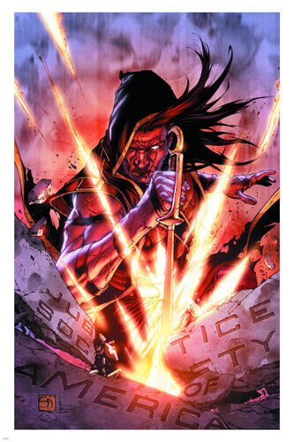 WARRIOR STONE with SWORD illustration poster 20x30 justice STATEMENT fire